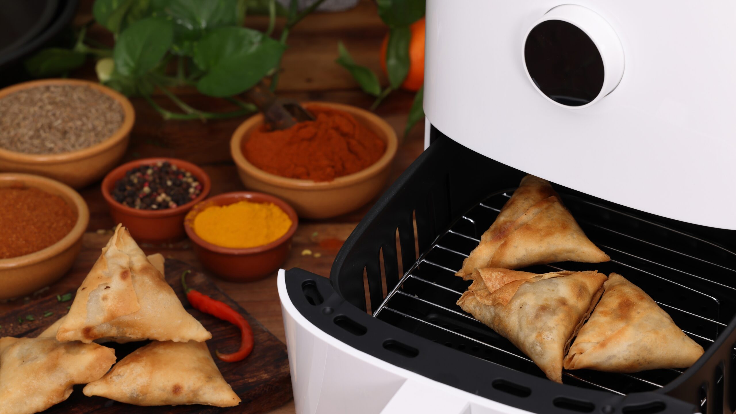 cooking using a white air fryer for large families